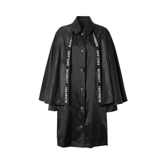 $2550 BURBERRY Cape Detail Logo Trim Belted Econyl Runway Coat - Picture 7 of 12